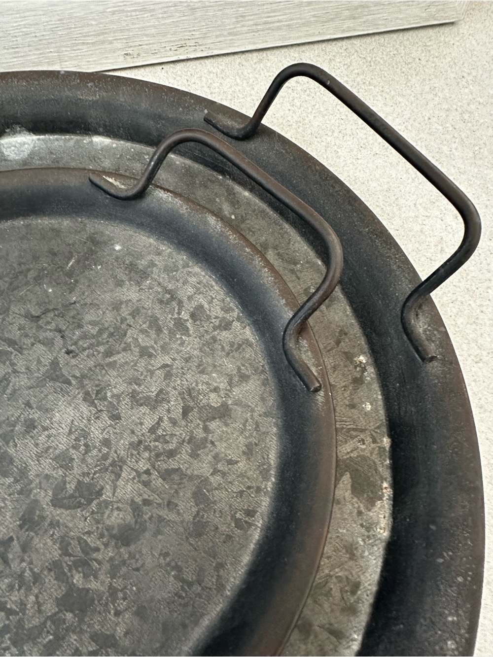 Galvanized Serving Tray with Handles